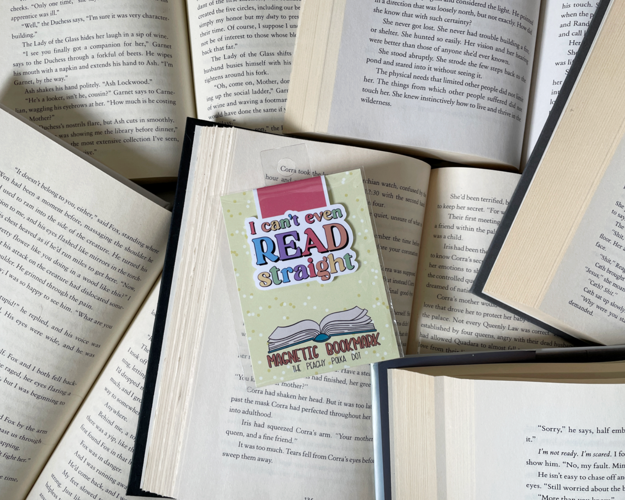 I can't even read straight magnetic bookmark: No hang tag